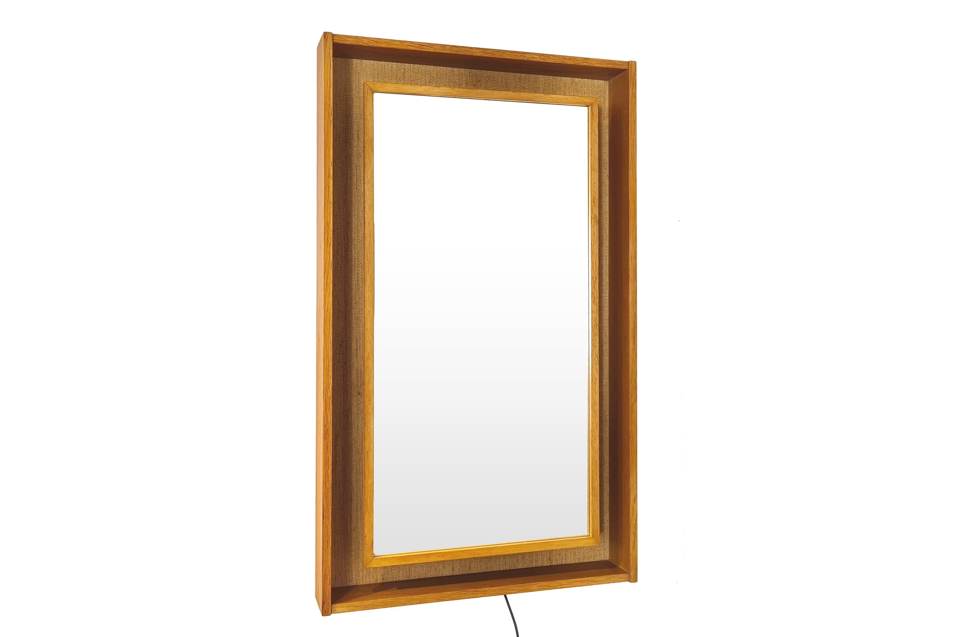 Scandinavian Modern Illuminated Design Mirror by Pedersen Hansen, 1960s