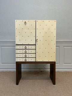 Illuminated Dry Bar Cabinet In Ivory White, by ALdo Tura, Italy. 1960's