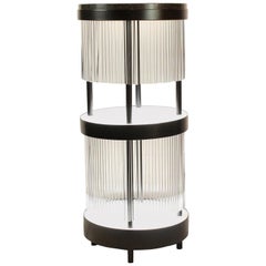 Dry Bar Side Table in Steel and Quartz Between Modern and Art Deco