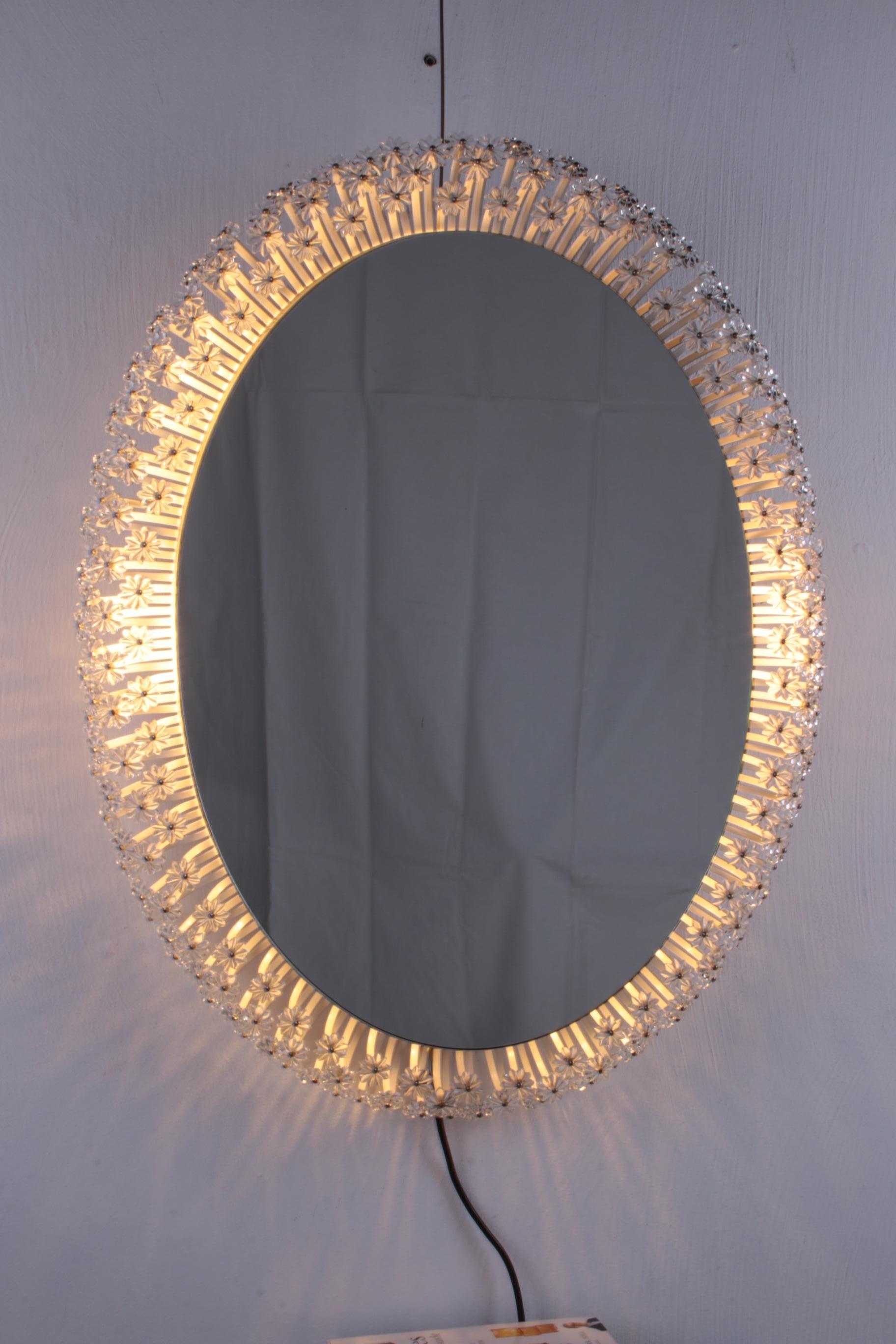 Mid-20th Century Illuminated Floral Mirror Design by Emil Stejnar for Rupert Nikoll, 1950s