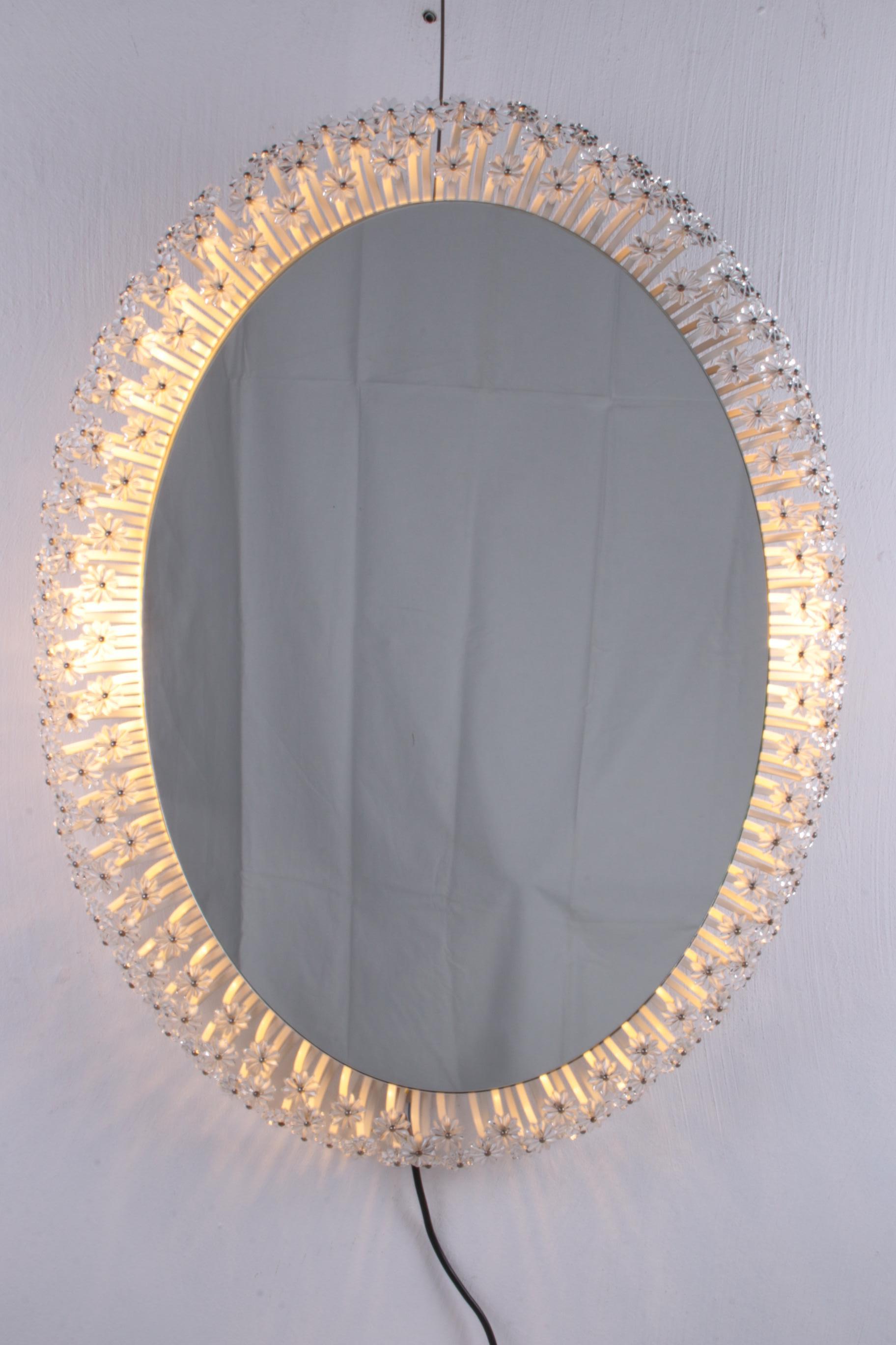 Plastic Illuminated Floral Mirror Design by Emil Stejnar for Rupert Nikoll, 1950s