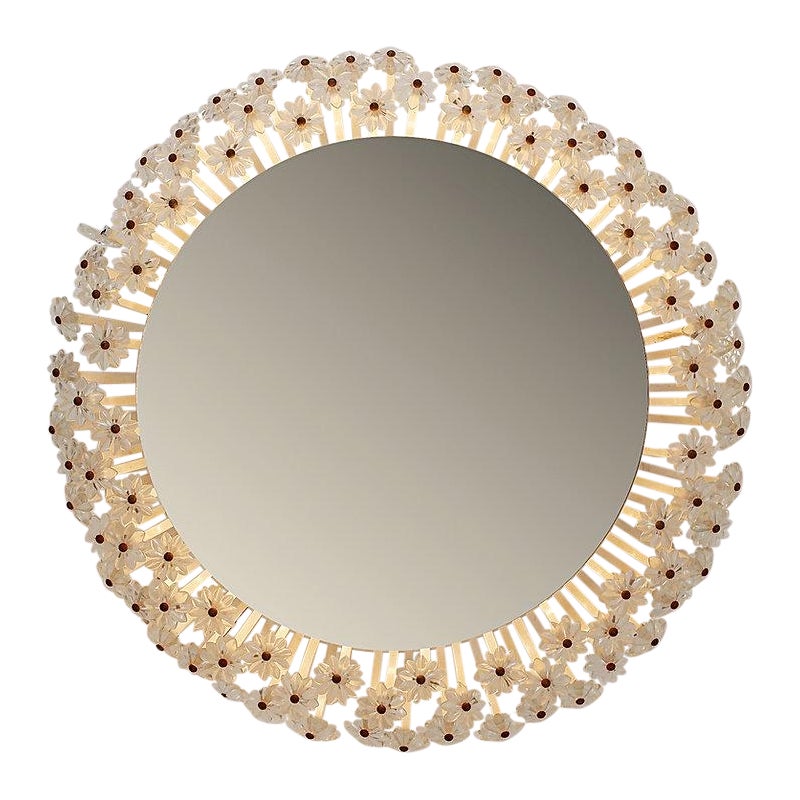 Miroir illuminé à fleurs (Ø 30cm) par Emil Stejnar pour Rupert Nikoll - 1960s