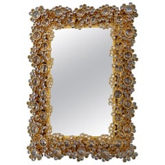 Illuminated Gilt Mirror Made by Palwa, Germany 1970s, Gold Colored