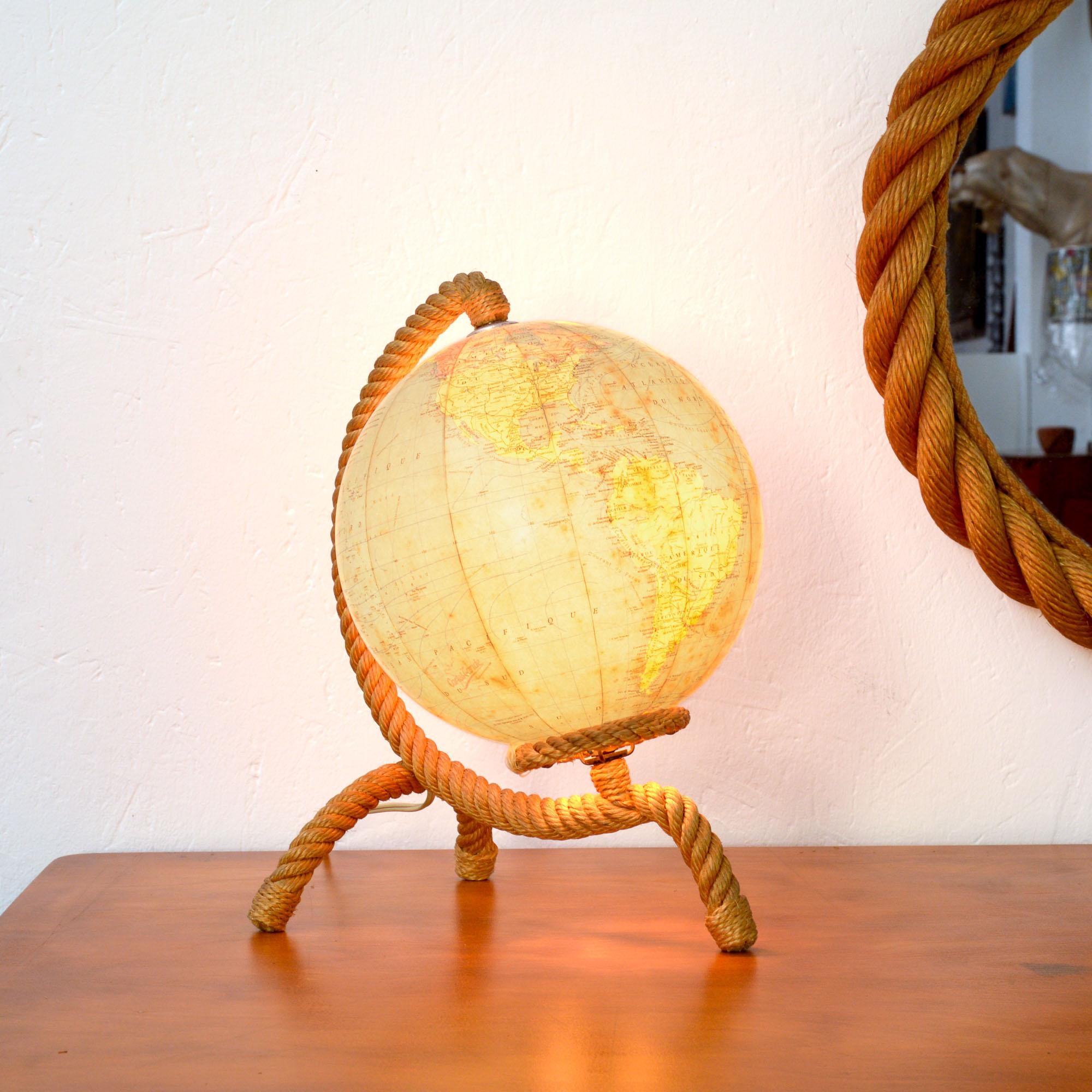 Illuminated Glass Globe by Audoux & Minet 1