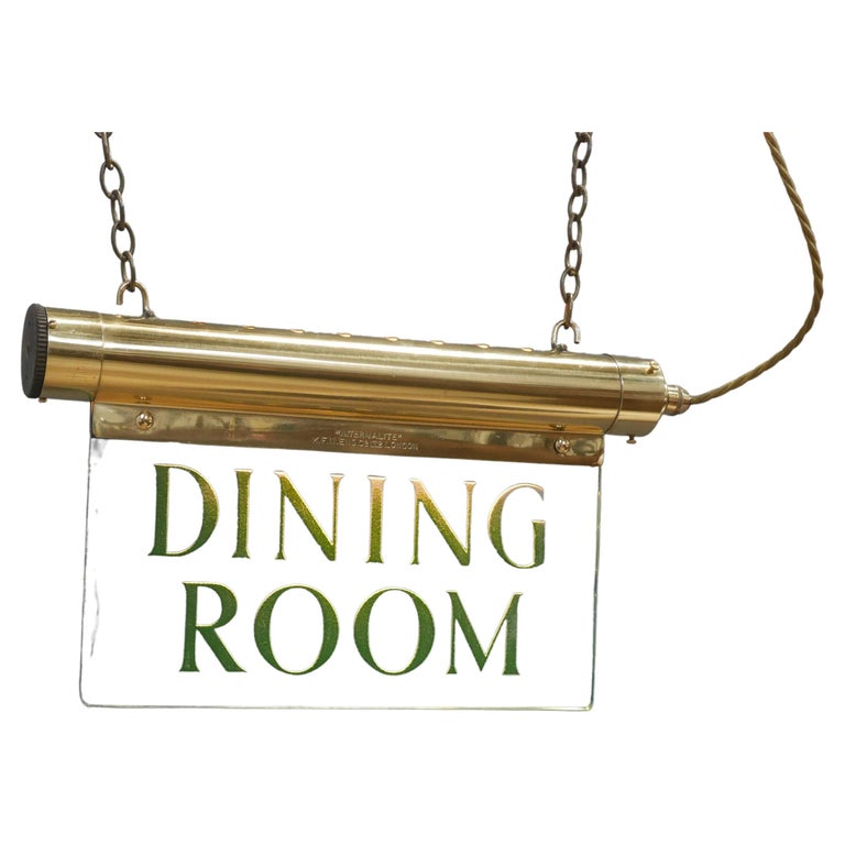 Illuminated Glass ''Internalite'' Dining Room Sign c1930 at 1stDibs