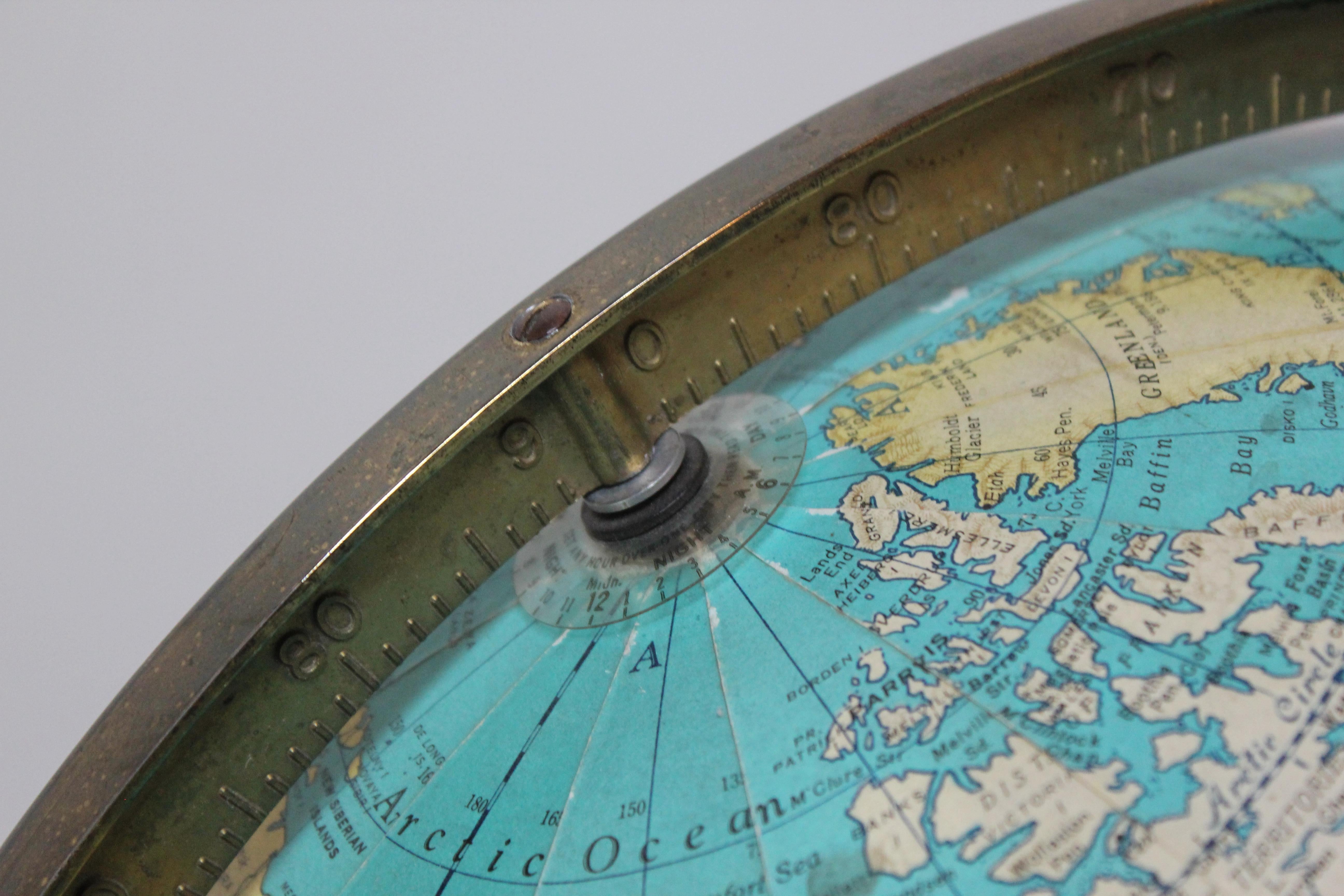 Illuminated Glass World Globe on Mahogany Stand by Edward Wormley for Dunbar For Sale 3