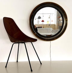 Large Wall Mirror with Illuminated Brass Frame by Vereinigte Werkstätten
