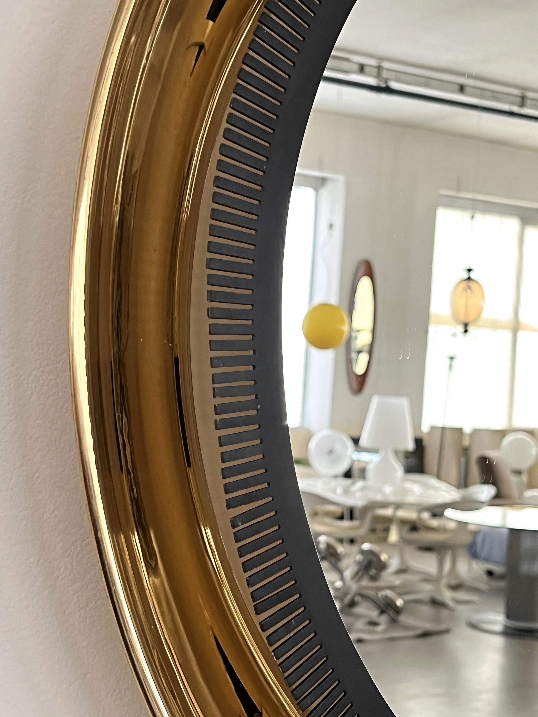 Late 20th Century Large Wall Mirror with Illuminated Brass Frame by Vereinigte Werkstätten