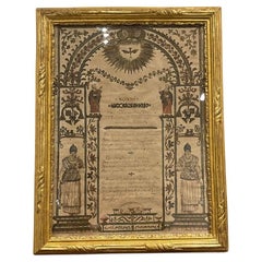 Antique Illuminated Late 18th Century, Golden Frame with Gold Leaf