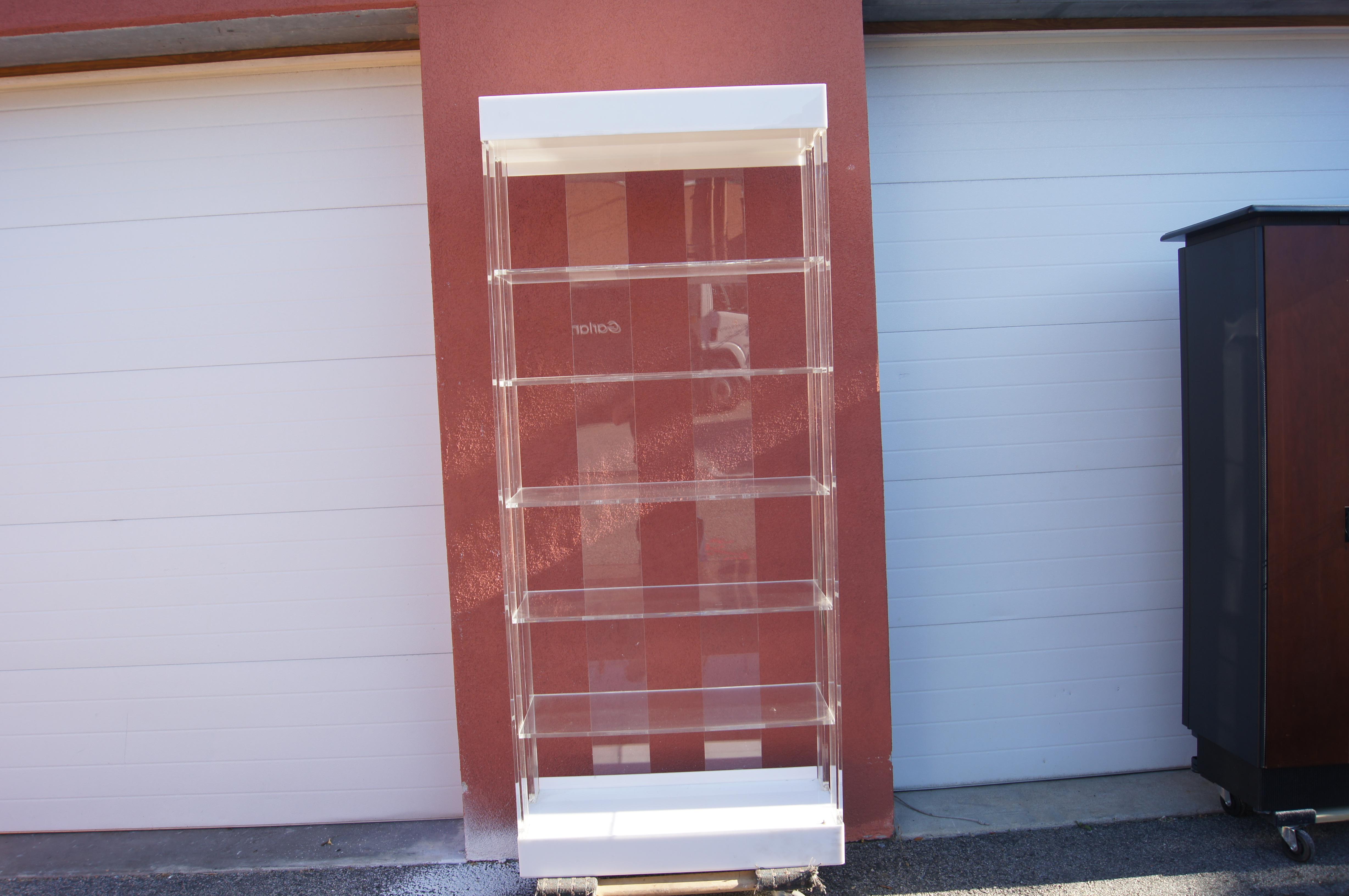 Acrilico Etagère alta in lucite illuminata di Pace Collection in vendita