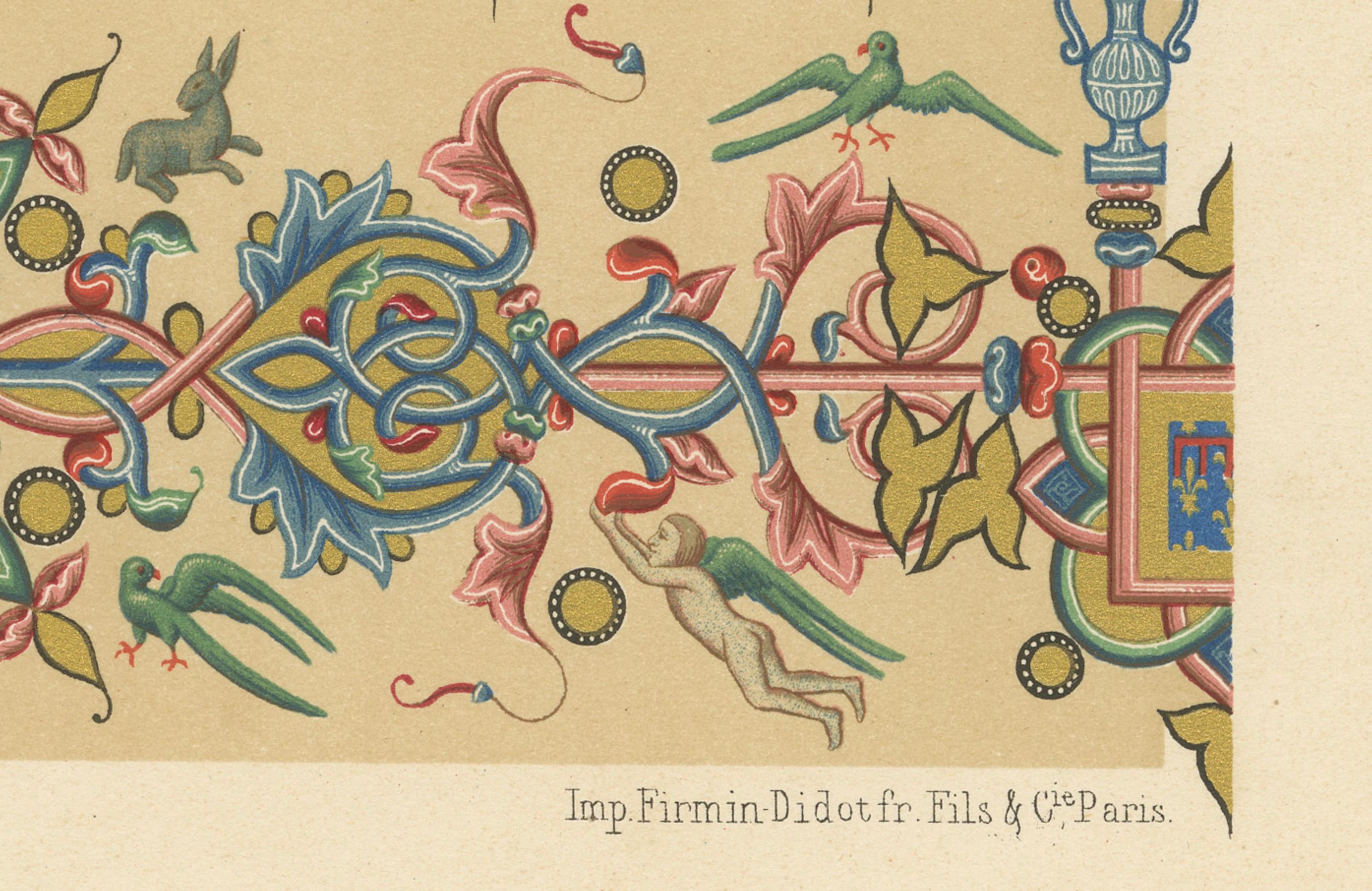Illuminated Manuscripts Ornament - Mittelalter Dekorative Bordüren und Motive 1869 im Zustand „Gut“ im Angebot in Langweer, NL