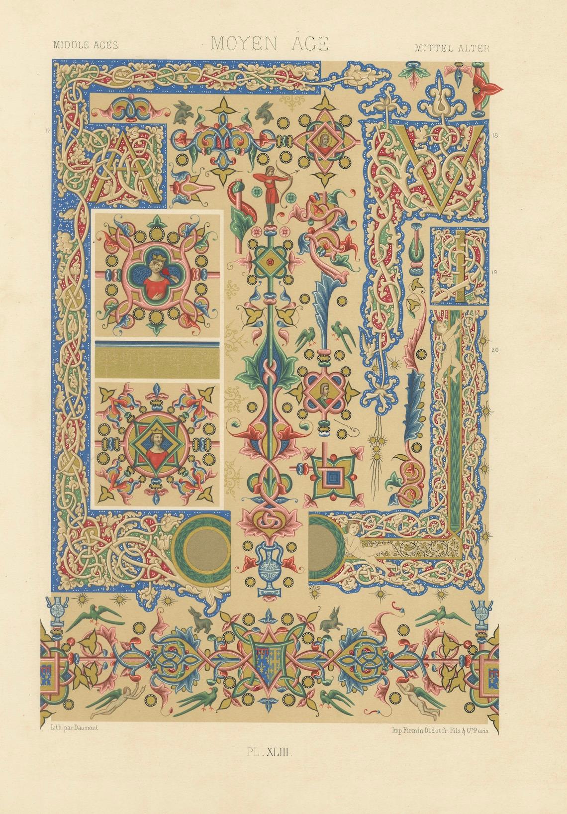 Illuminated Manuscripts Ornament - Mittelalter Dekorative Bordüren und Motive 1869 im Angebot 1