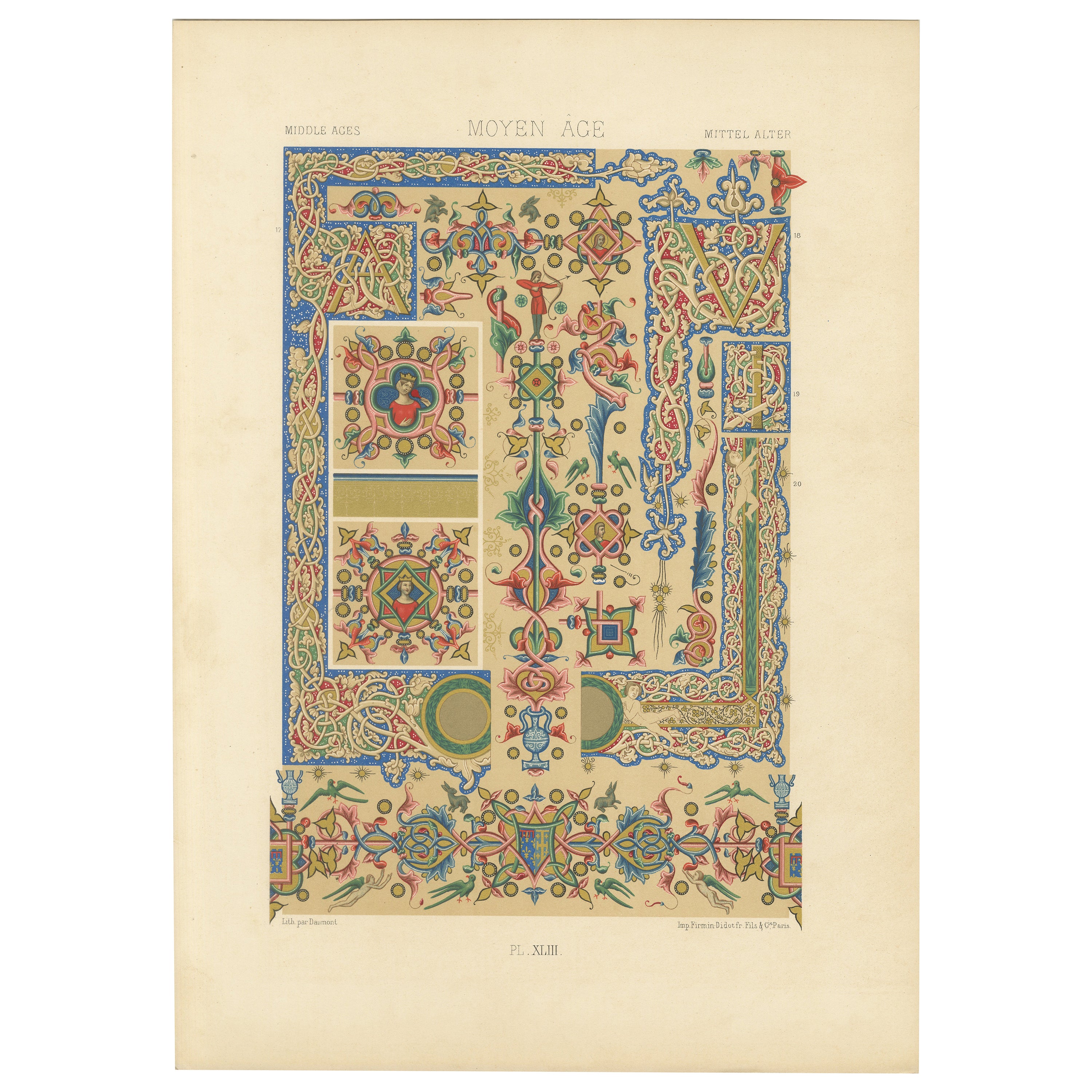 Ornamento de Manuscritos Iluminados - Bordes y Motivos Decorativos de la Edad Media 1869