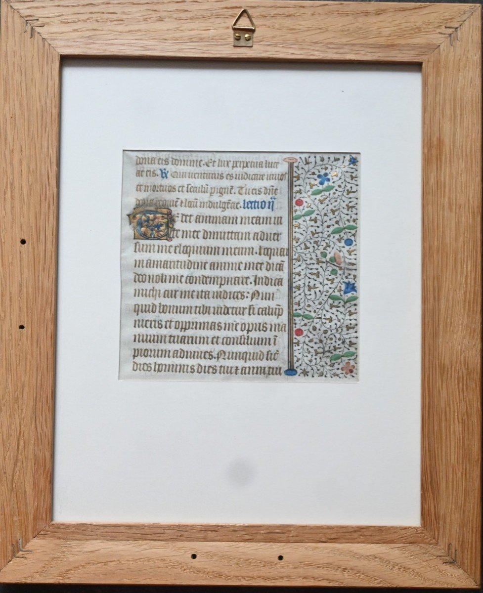 Allemand Parchemin de manuscrit enluminé, période gothique, 15e siècle en vente