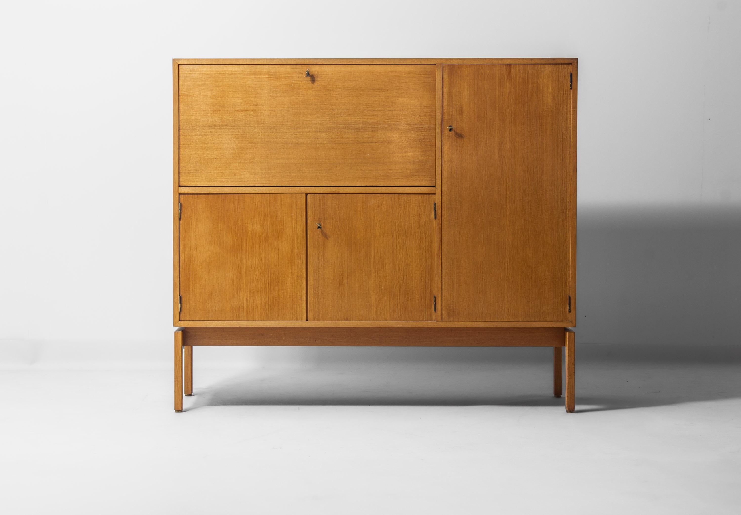 Quercia Mobile bar illuminato di metà secolo di Jos De Mey, Belgio 1960 in vendita