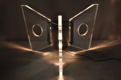 Illuminated Mid Century Modern Lucite & Chrome Butterfly Coffee Table Base