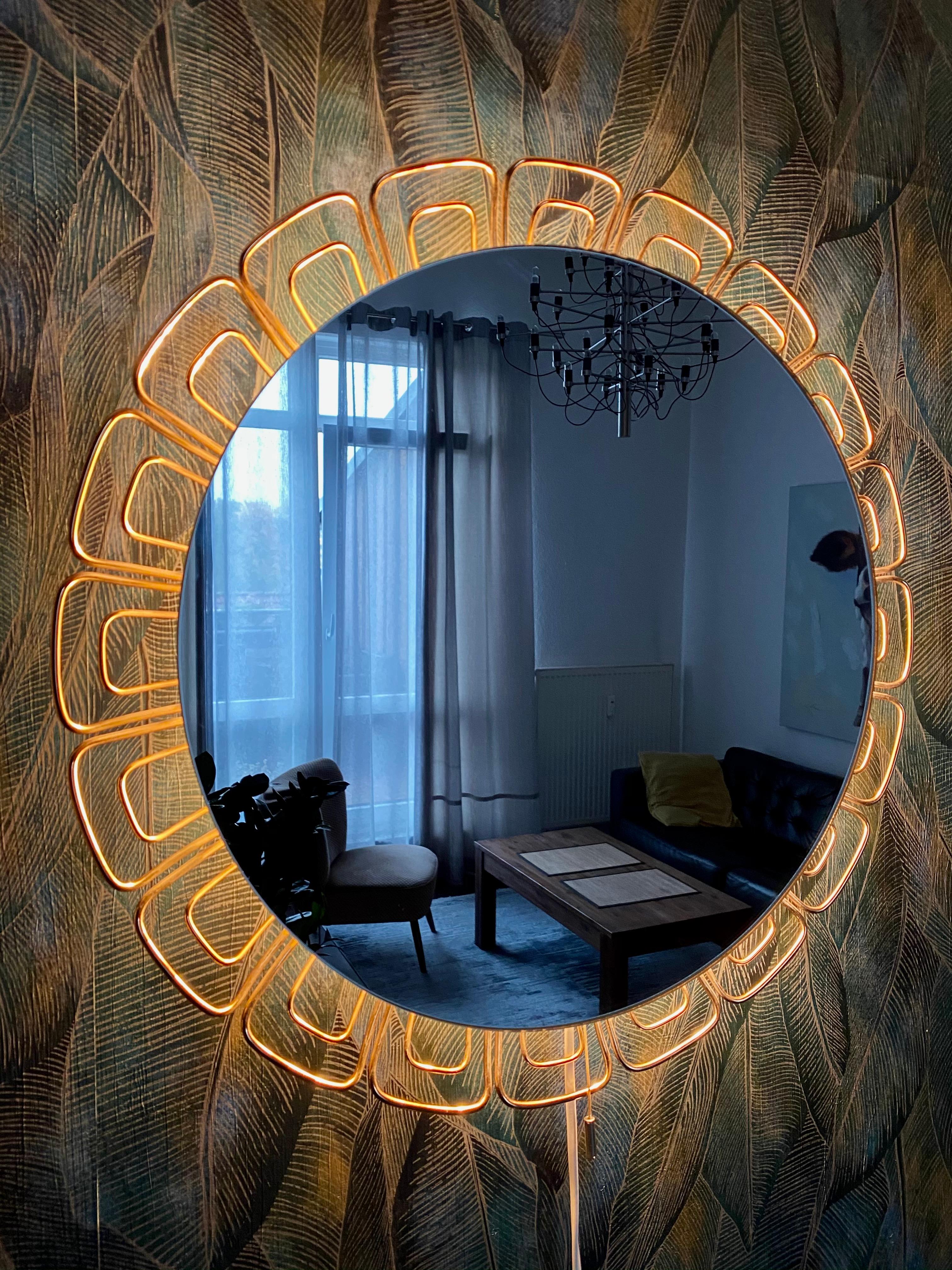 German Illuminated mirror by Hillebrand For Sale