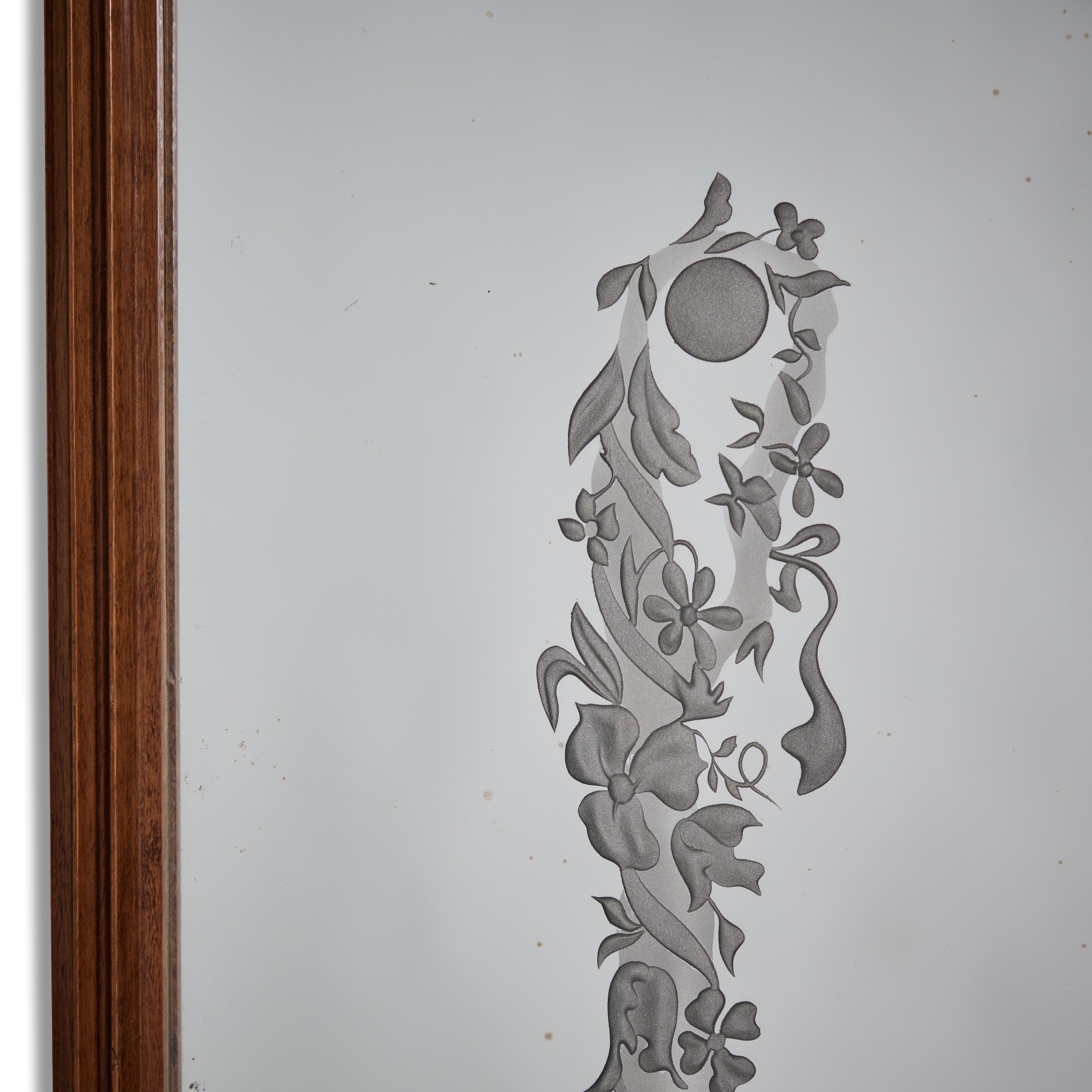 Etched Illuminated Mirror by Pietro Chiesa for Fontana Arte For Sale
