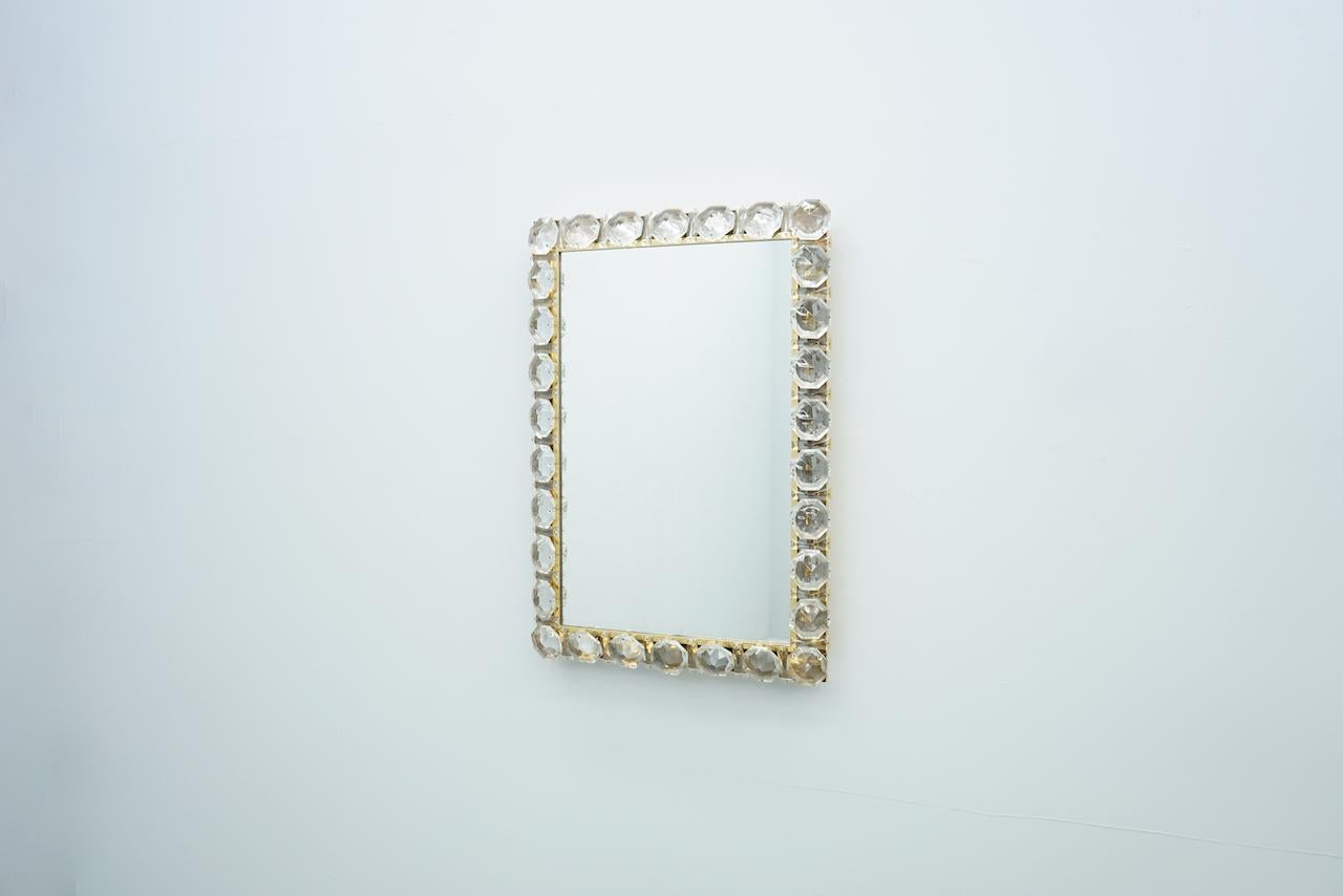 Illuminated Mirror in Brass and Crystal Glass by Palwa, 1960s 3