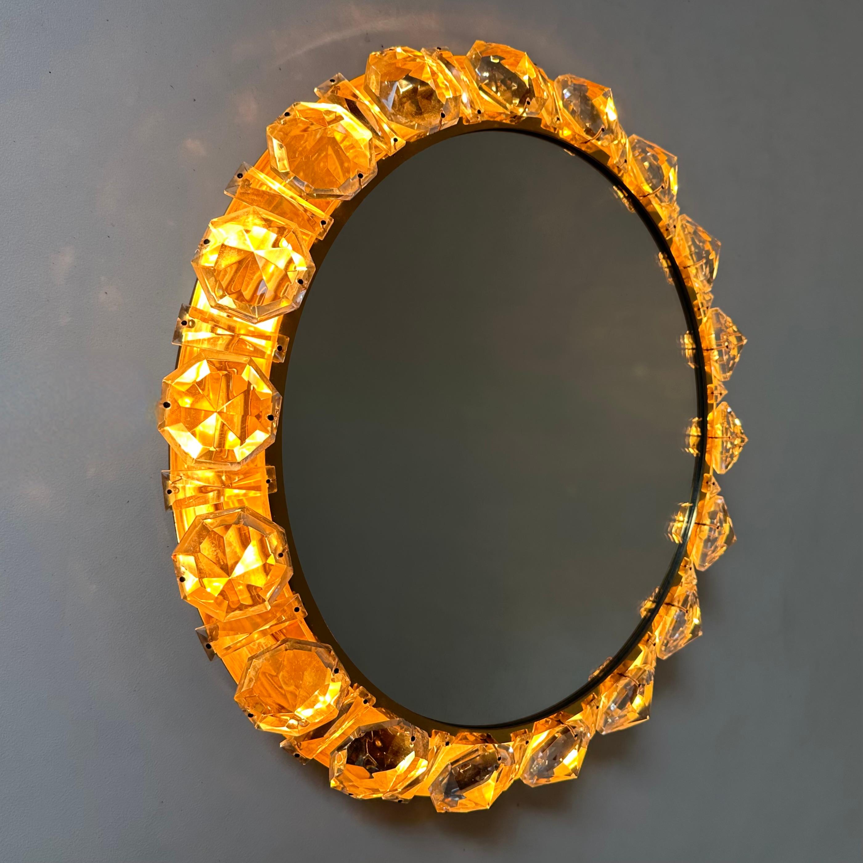 Brass Illuminated mirror Model No. 3648 by E. Bakalowits & Söhne , 1950s Austria For Sale
