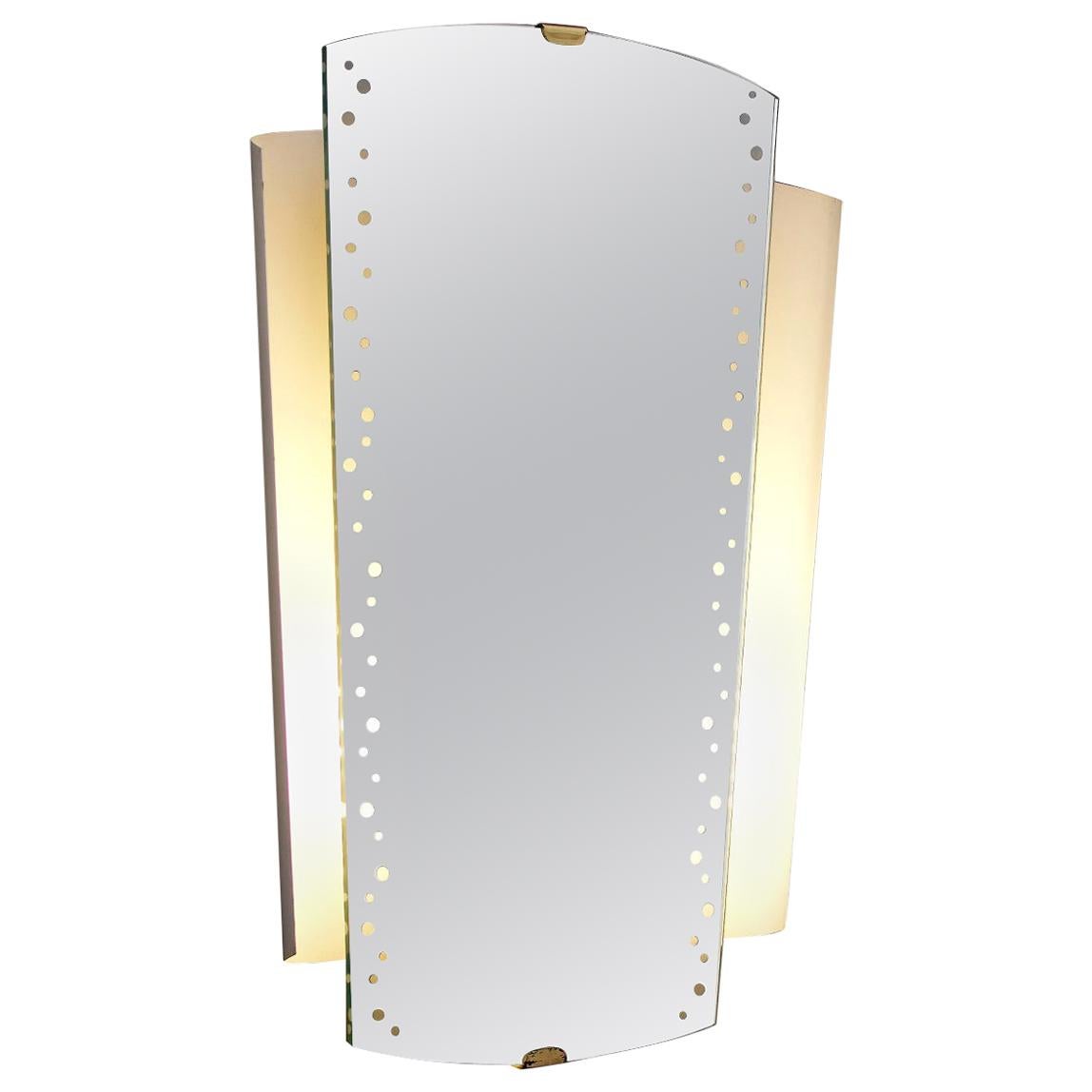 Illuminated Mirror with Brass Detail by Ernst Igl for Hillebrand, Germany, 1960s