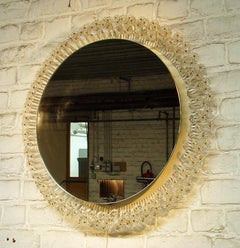 Illuminated Mirror with Floral Frame by Emil Stejnar