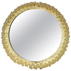 Illuminated Mirror with Floral Frame by Emil Stejnar
