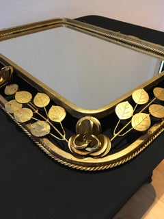 Illuminated Mirror with Roses, Flowers and Leaves