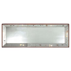 Vintage Illuminated Osvaldo Borsani Attr Retangolar Mirror with Sea Motive, Italy, 1950s