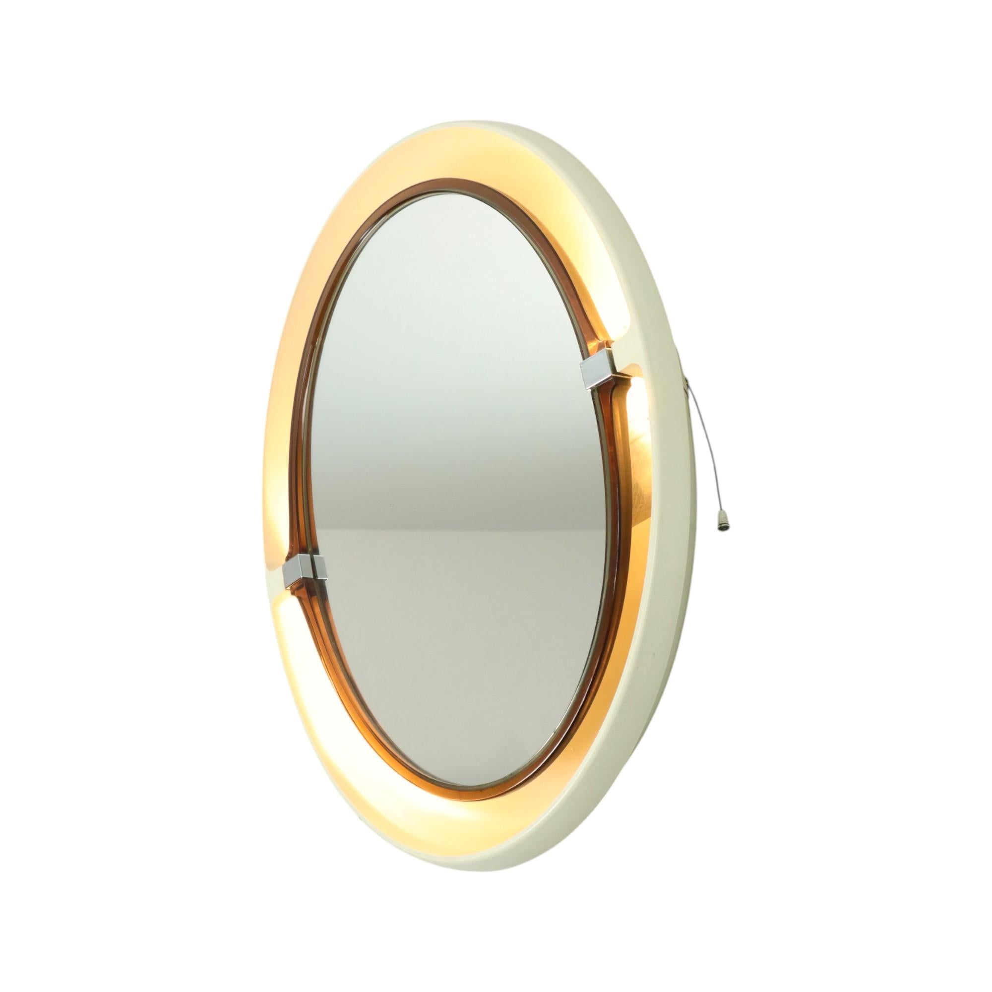 Beleuchteter ovaler Spiegel Allibert Space Age Retro Vintage Badezimmer 1