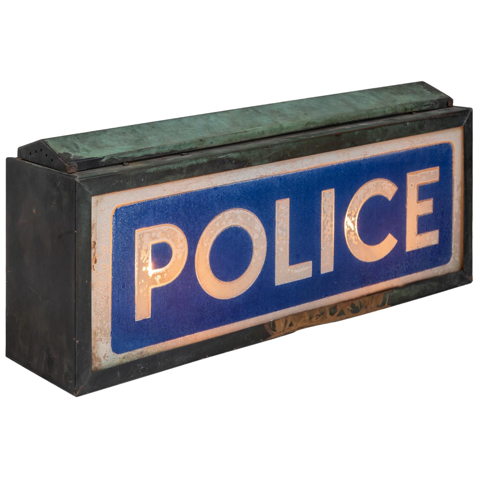 Illuminated Police Sign, England, circa 1930