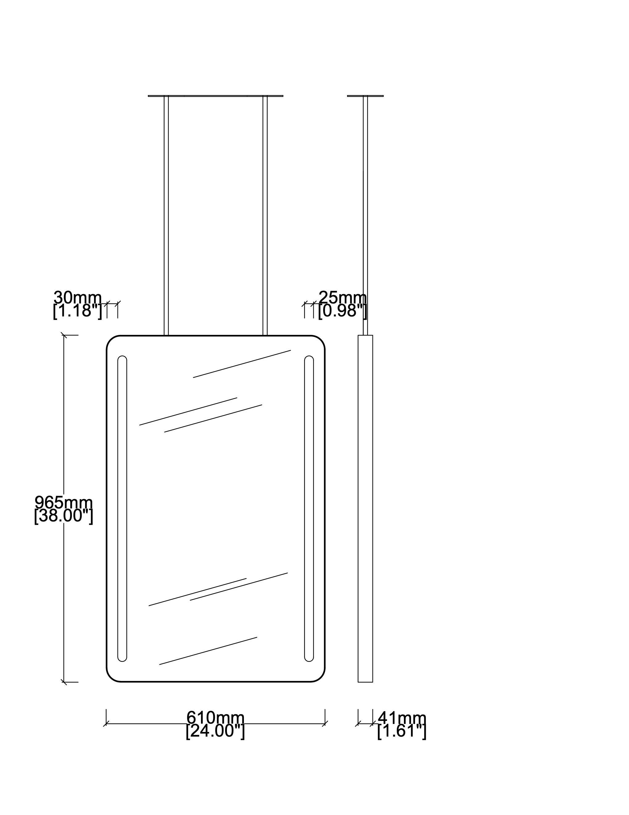 Contemporary Illuminated Quadris Ceiling Suspended Rectangular Mirror Stainless Steel Frame For Sale