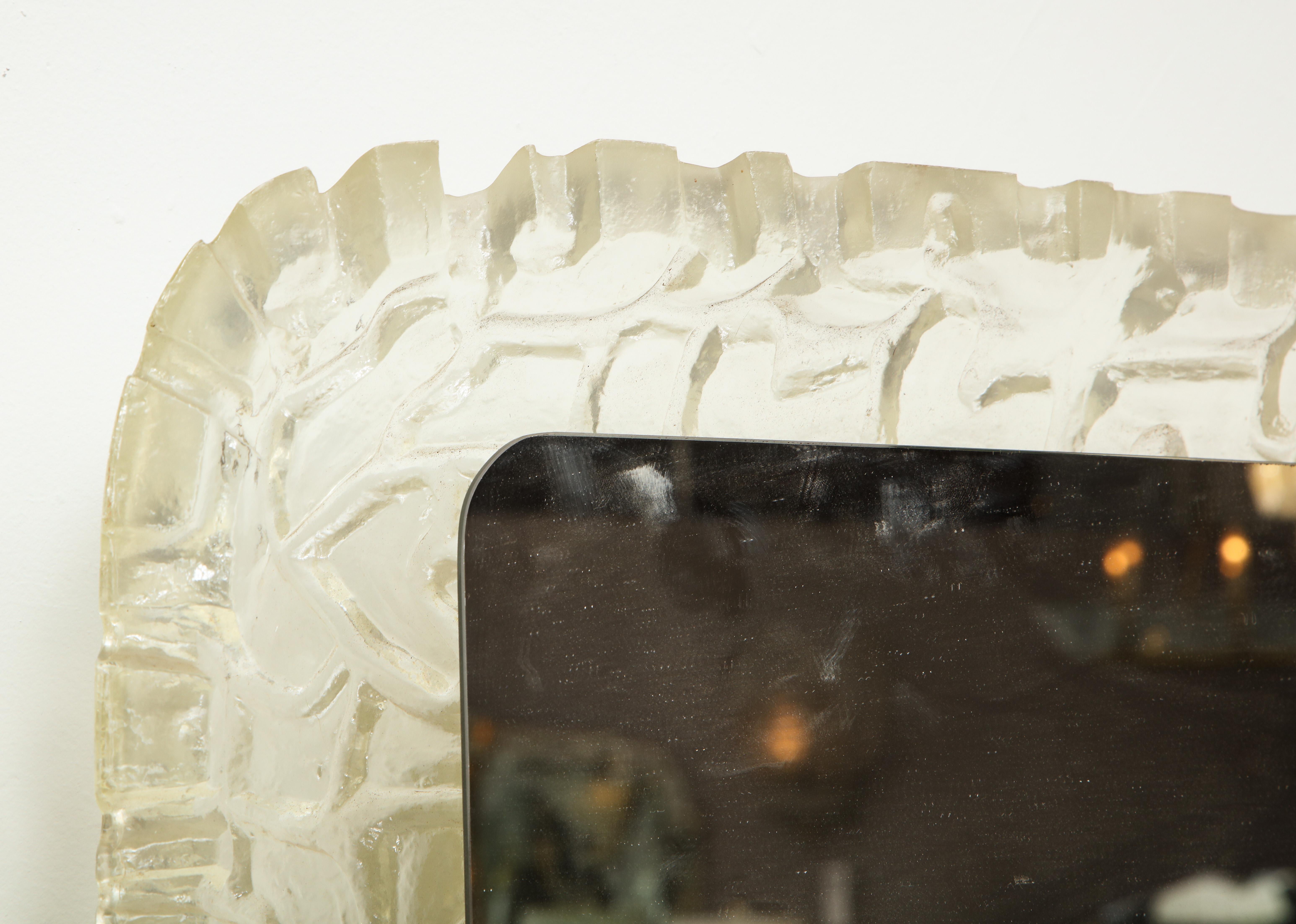 Illuminated Rectangular Mirror with Molded Resin Scalloped Frame 1