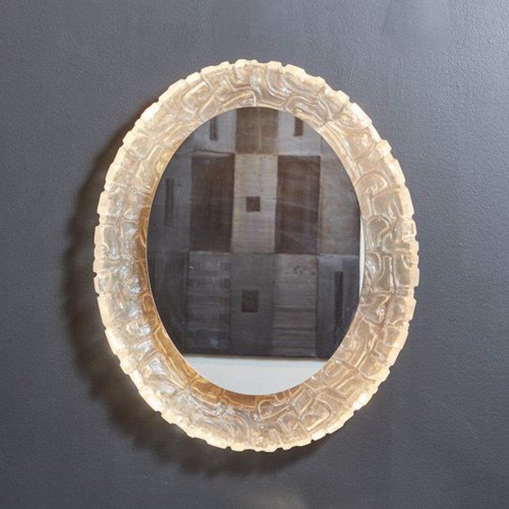Mid-Century Modern Illuminated Resin Frame Wall Mirror Attributed to Erco, Germany 1970s For Sale