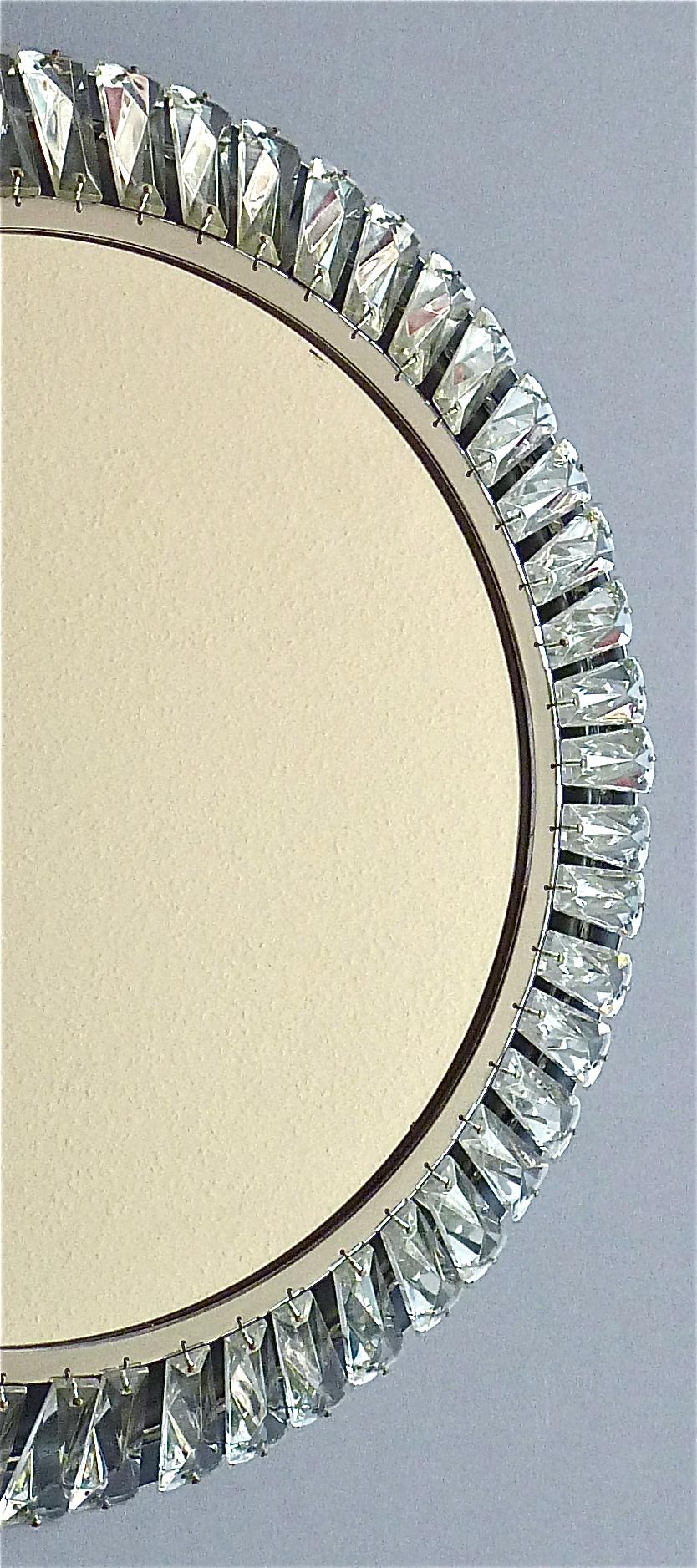 Illuminated Round Palwa Wall Mirror Chrome Faceted Crystal Glass Bakalowits For Sale 6