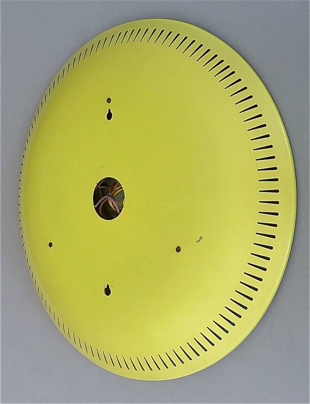 Illuminated Mirror Round Yellow White Perforated Stilnovo Sarfatti Style, 1950s For Sale 1