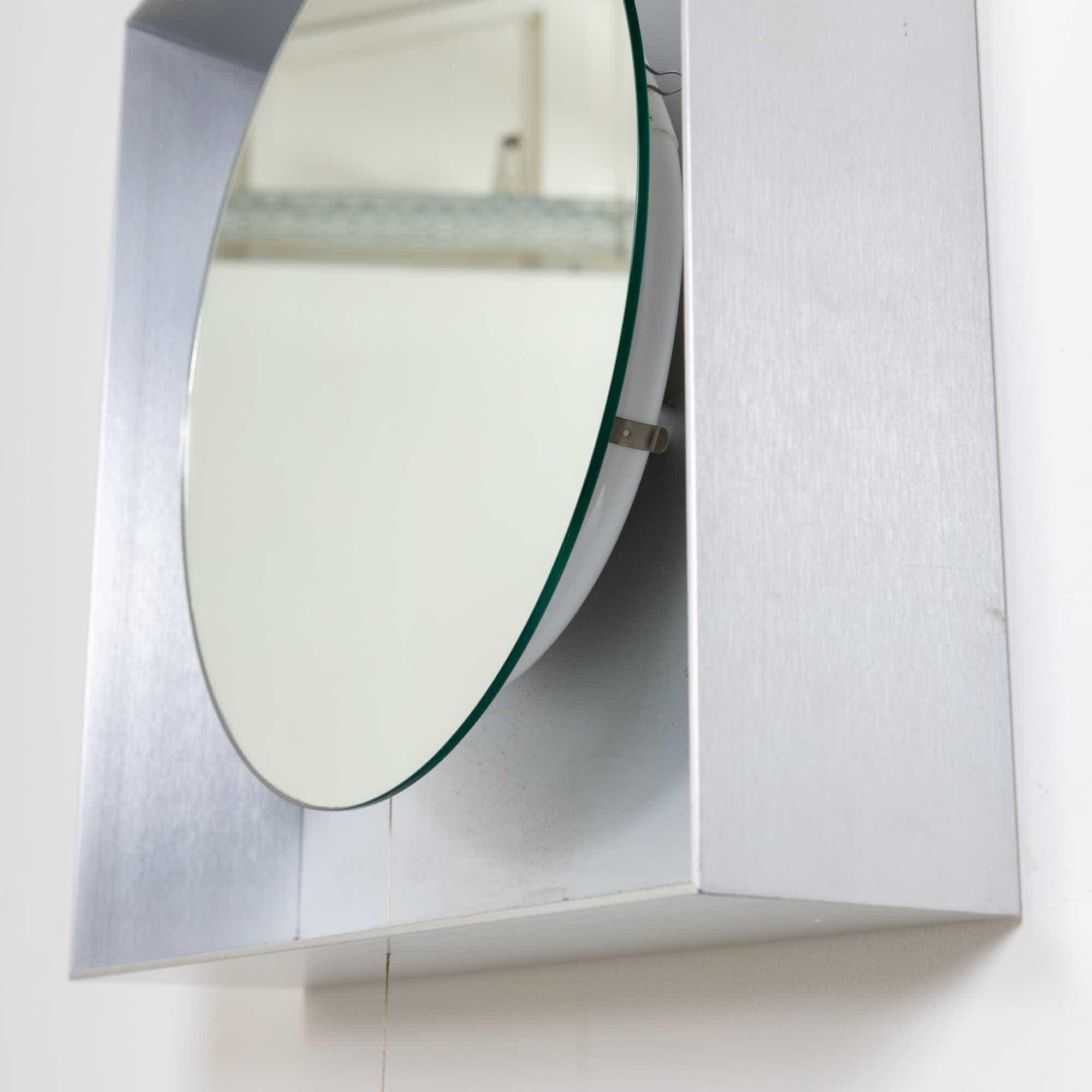 Mid-Century Modern Illuminated Square Aluminium Wall Mirror, probably Italy, 20th century For Sale