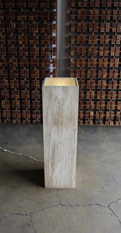 Illuminated Travertine Pedestal, circa 1980