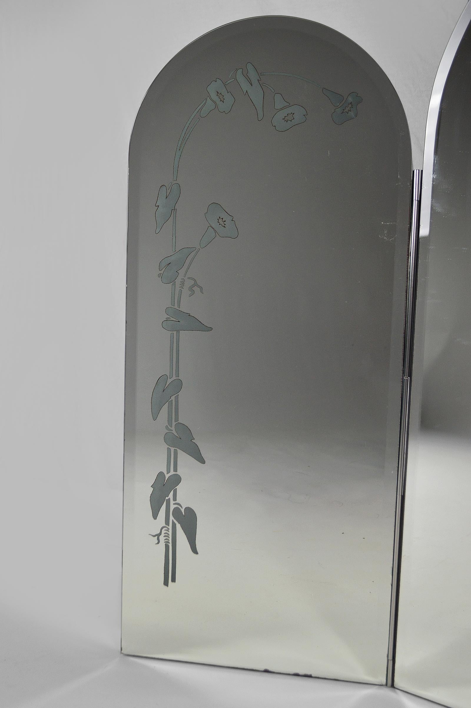 Beleuchteter Triptychon-Spiegel, Italien, ca. 1970-1980 (Italienisch) im Angebot