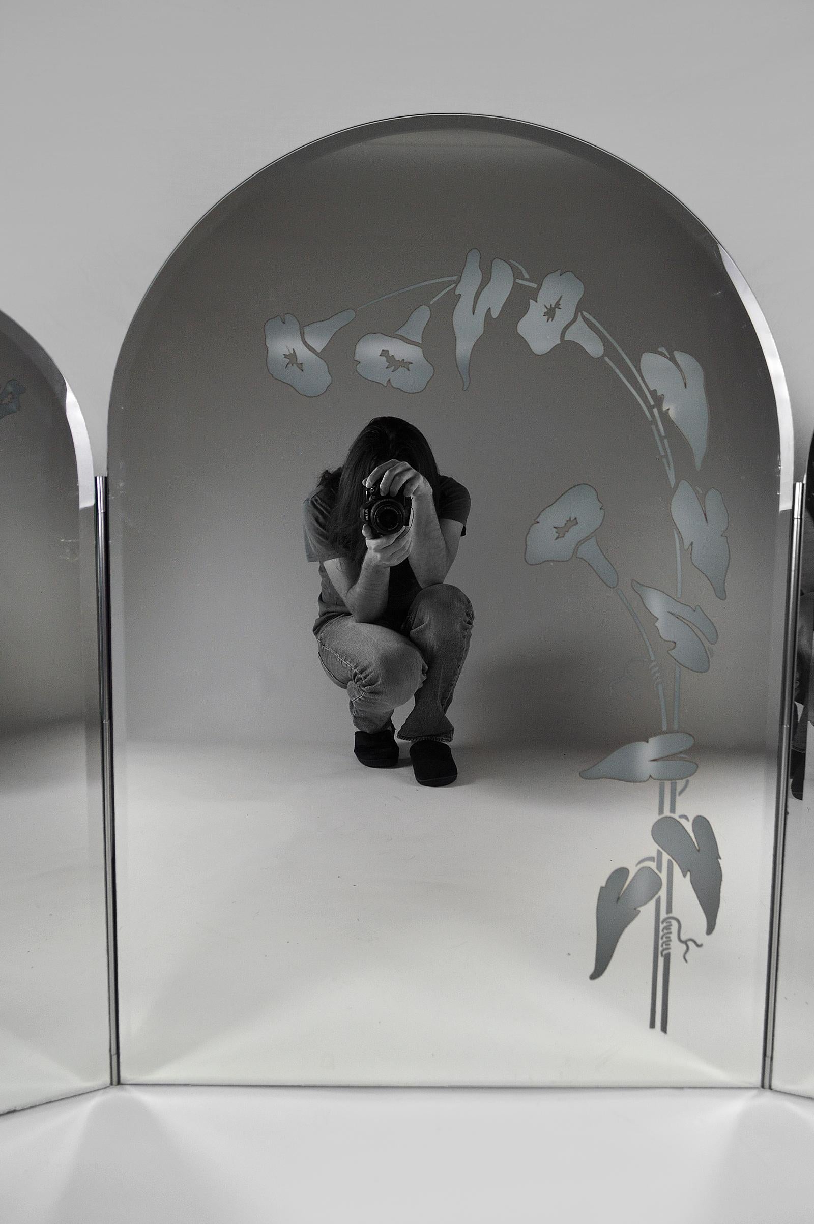 Late 20th Century Illuminated Triptych Mirror, Italy, circa 1970-1980