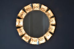 Illuminated Wall Mirror in Crystal Glass and Silver Brass from Kinkeldey, 1970s