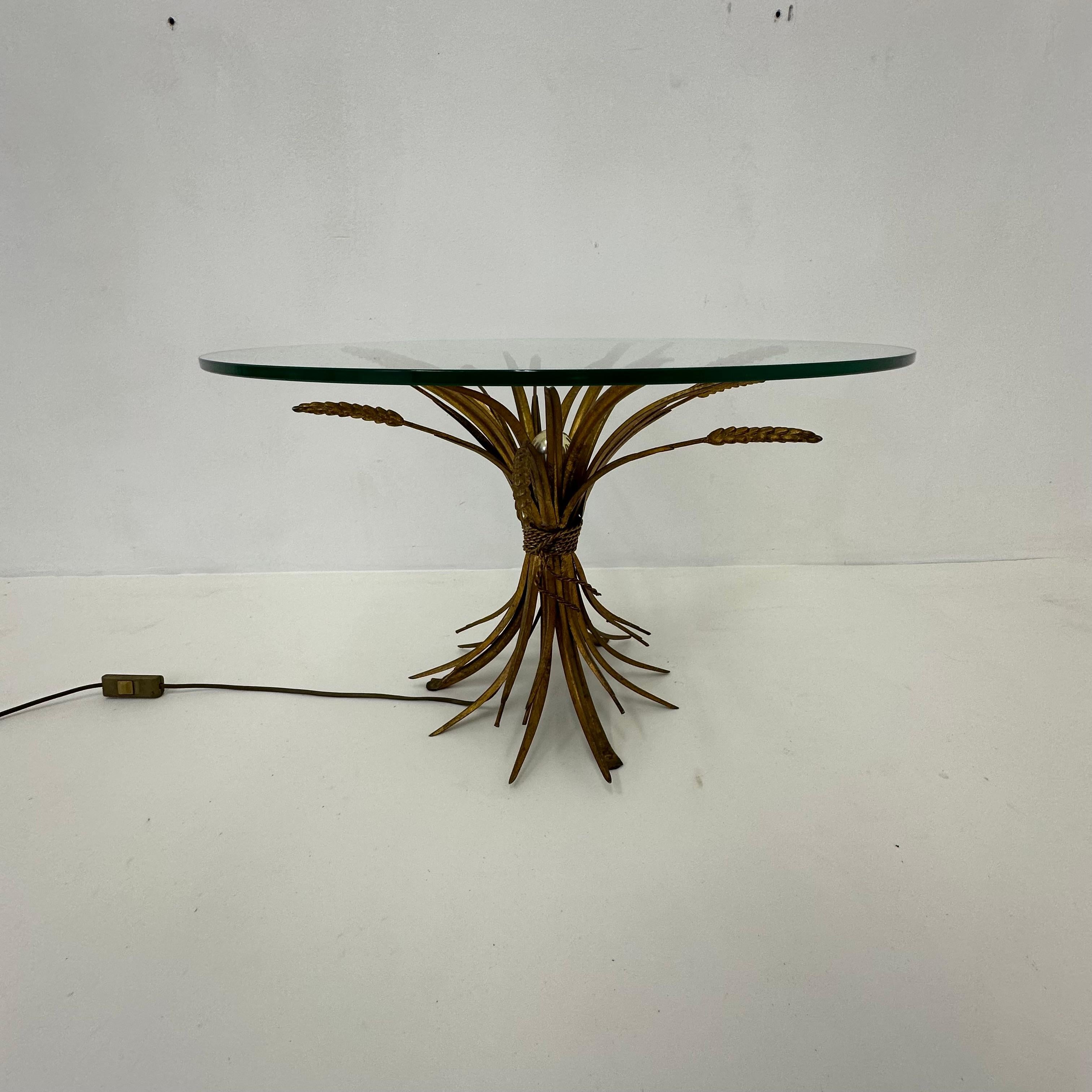 Metal Illuminated wheat sheaf side table , 1970s For Sale