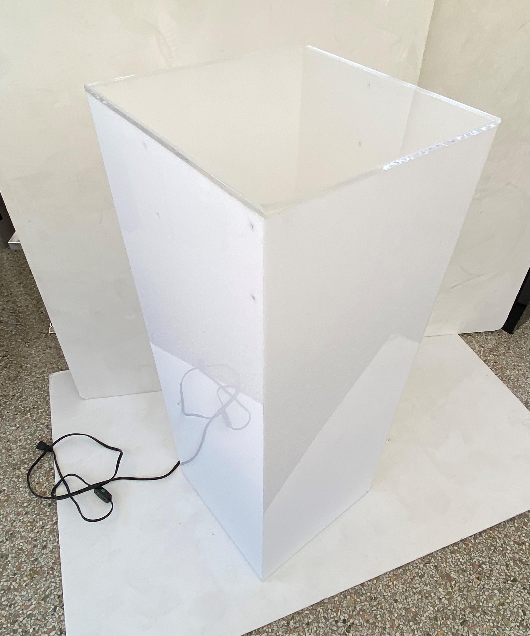 Illuminated White Lucite Pedestal For Sale 5