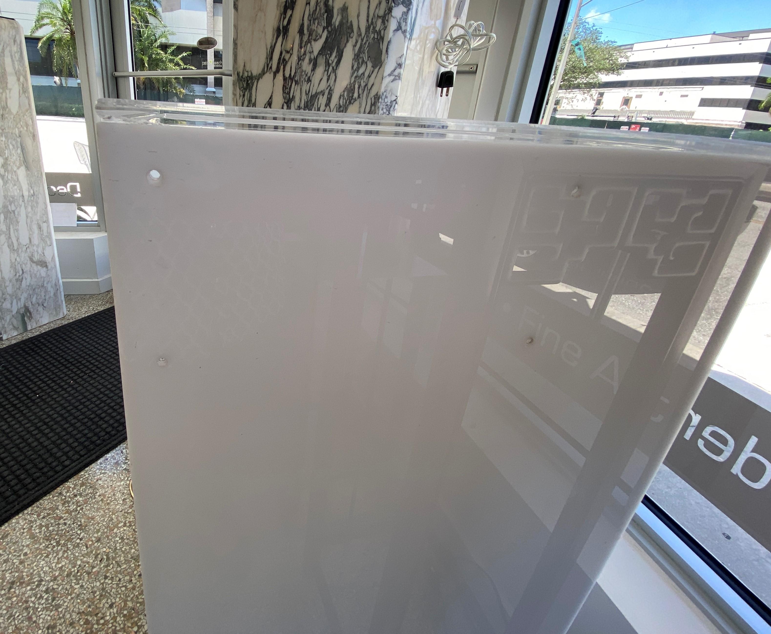 Polished Illuminated White Lucite Pedestal For Sale