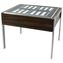 Vintage Illuminated Wood and Glass Backgammon Side Table