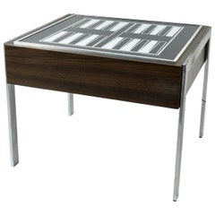 Illuminated Wood and Glass Backgammon Side Table