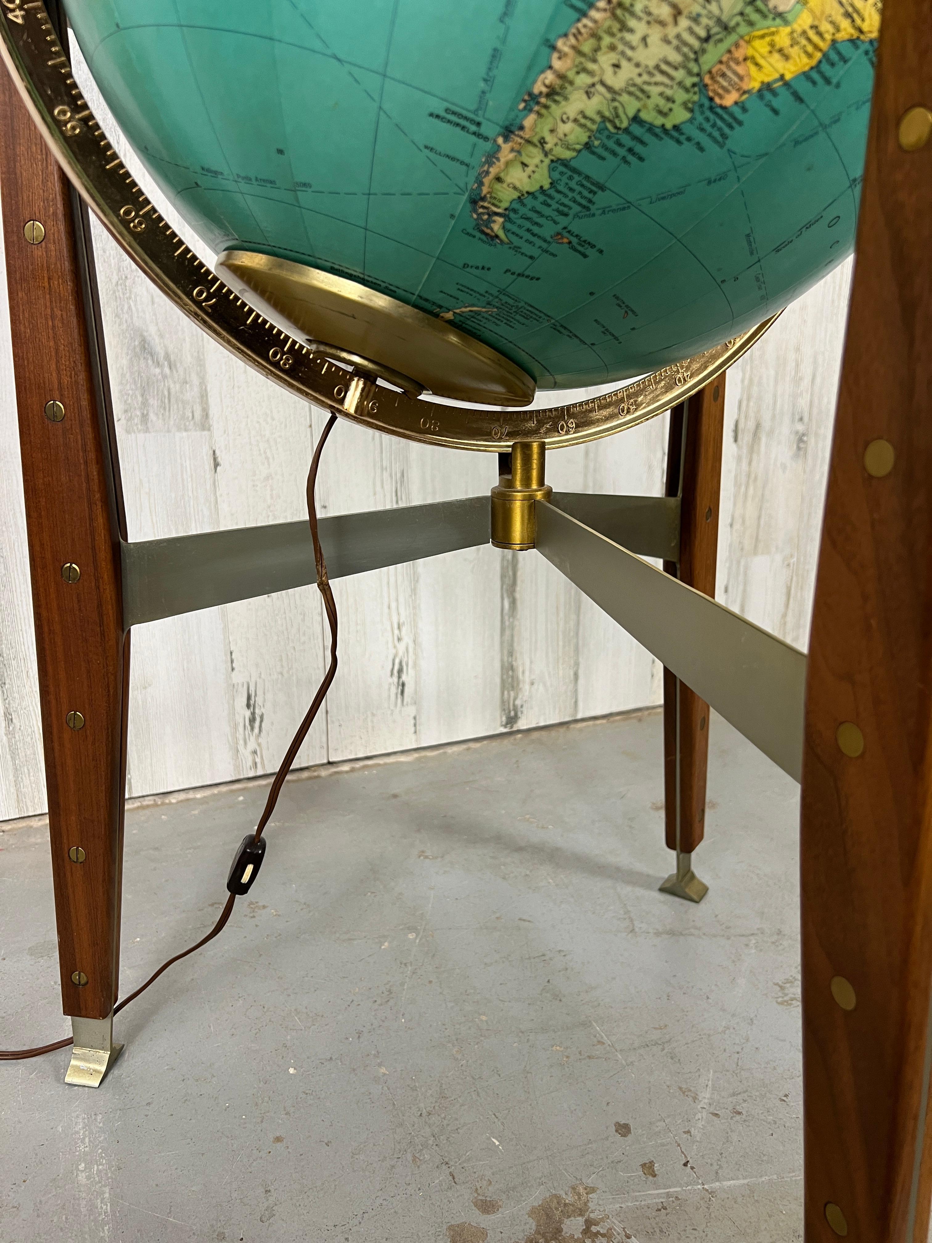 20th Century Illuminated World Globe attributed to Edward Wormley