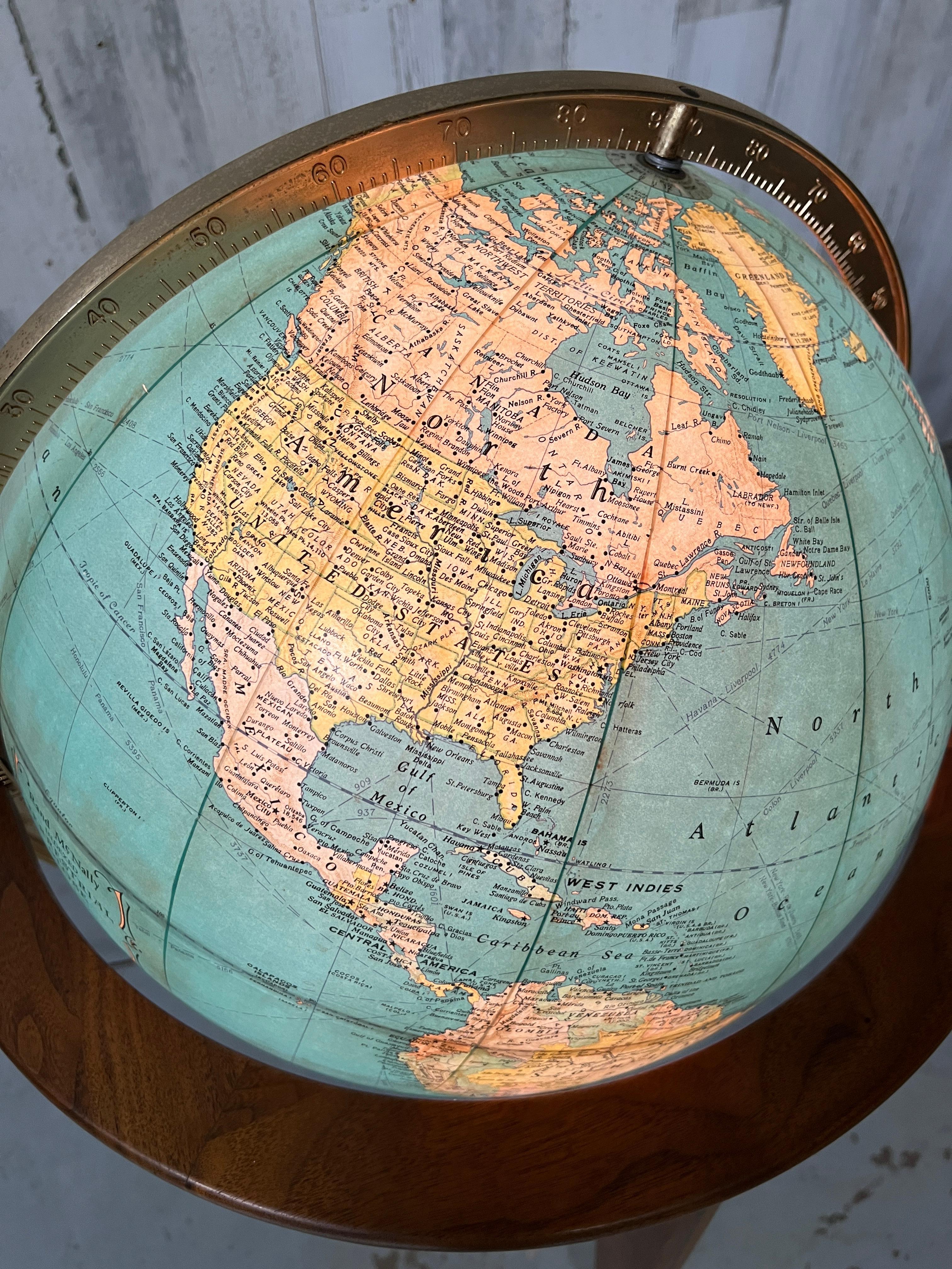 Illuminated World Globe attributed to Edward Wormley 1