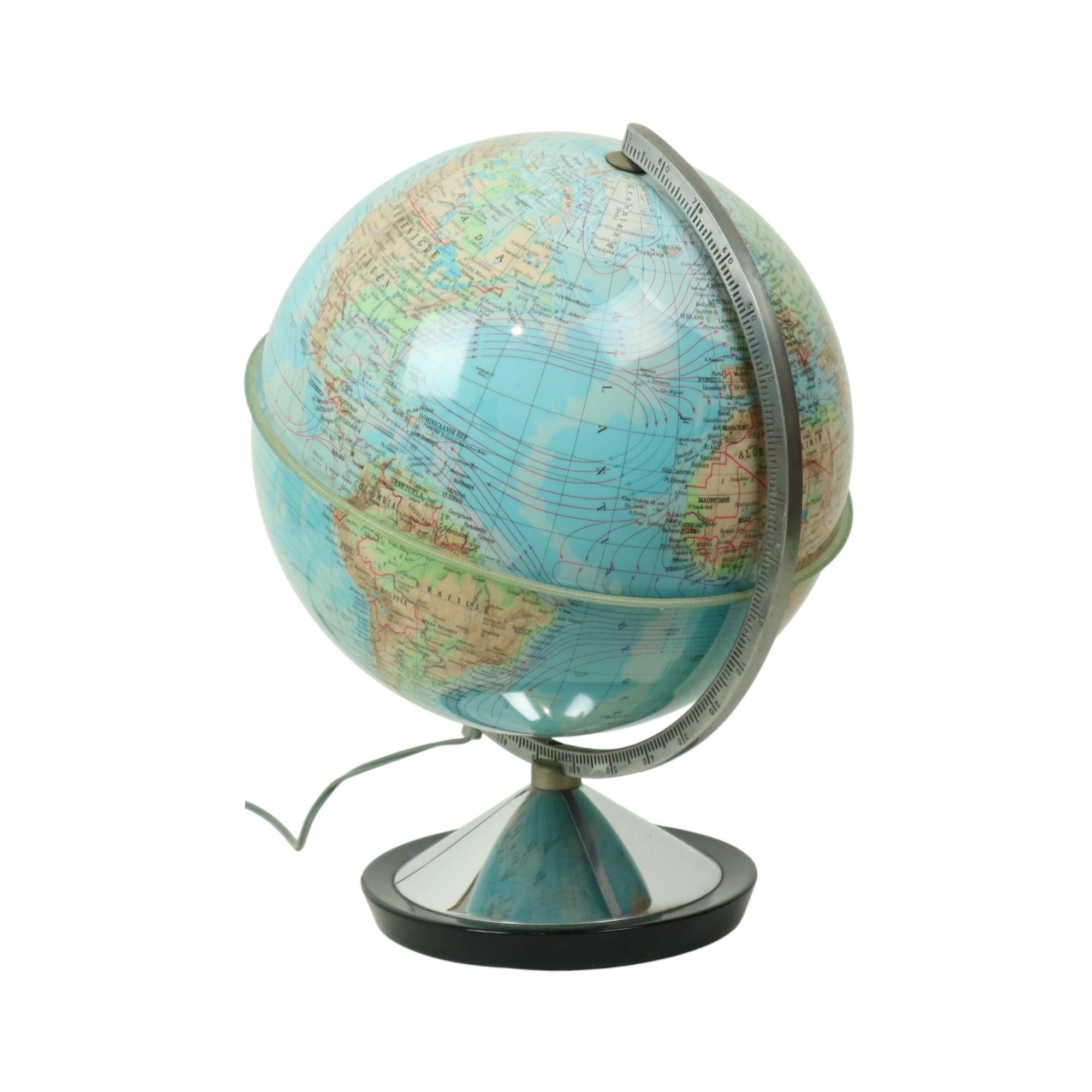 Milieu du XXe siècle Illuminated World Globe Lamp 1967 Standard Globe Dutch Gdp Italy en vente
