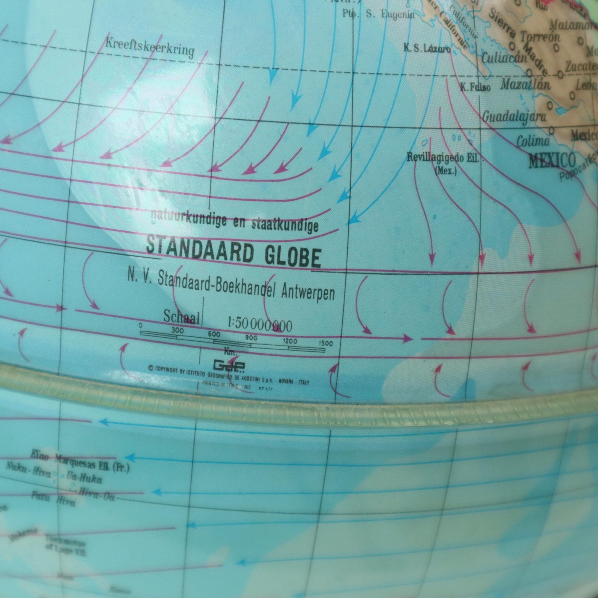 Illuminated World Globe Lamp 1967 Standard Globe Dutch Gdp Italy en vente 1